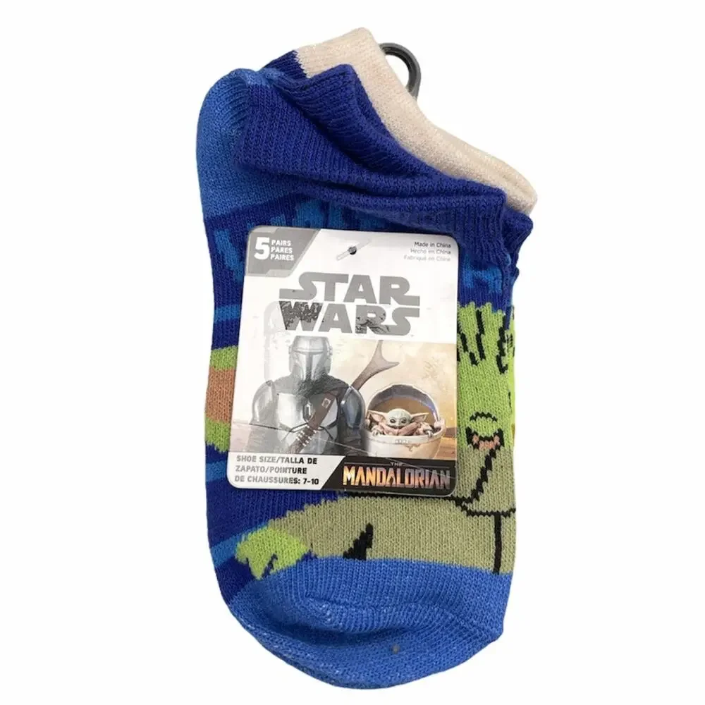 Star Wars Mandalorian Ankle Socks, 5 Pairs, Blue